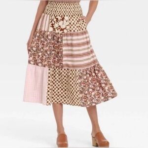 Universal Thread Boho Western Patchwork Peasant Skirt